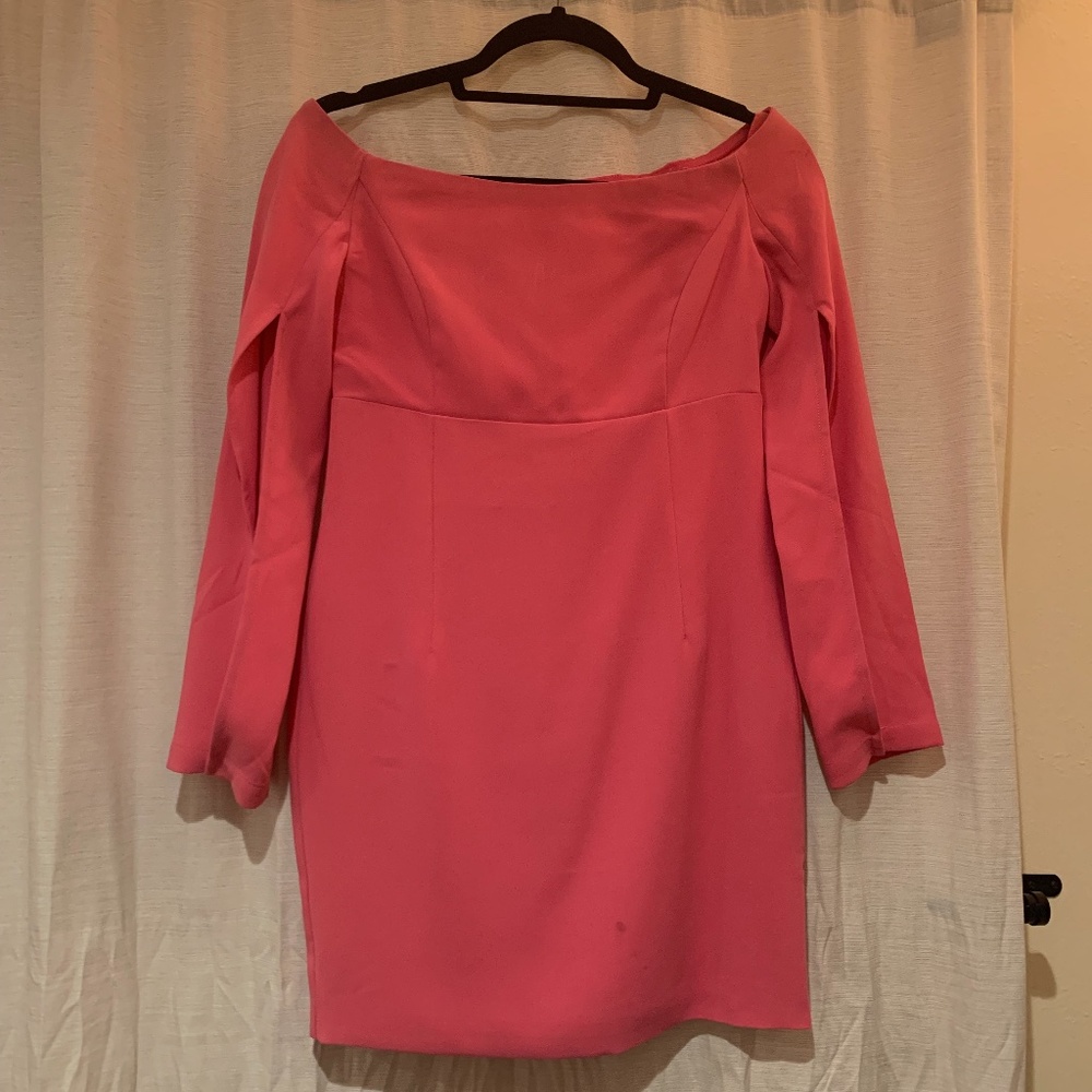 Bardot Pink Off The Shoulder Long Sleeve Dress - Picture 2 of 6